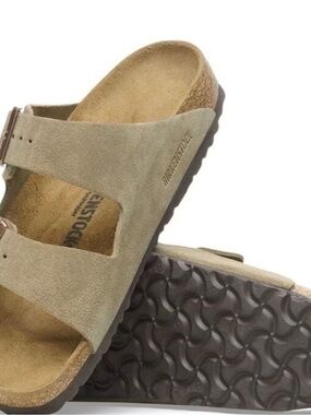 Birkenstock Arizona Two-Strap Sandals in Beige Suede